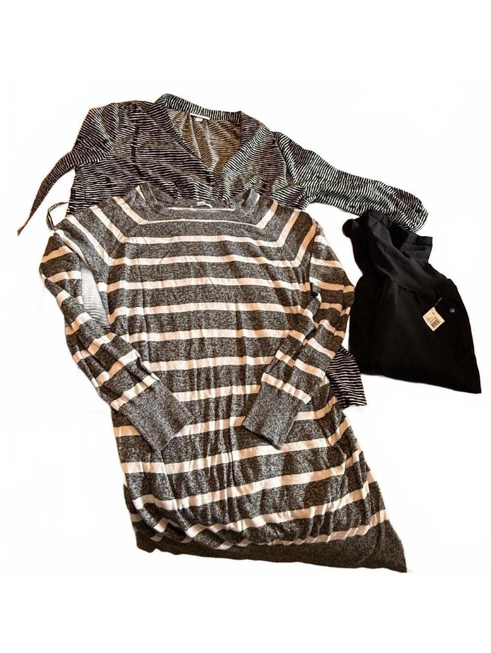 Liz Lange & Indigo blue maternity 2 tops blouse and black pants lot size Large L
